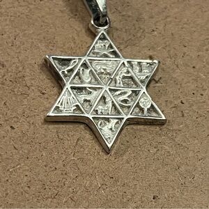 STERLING silver stunning STAR of DAVID PENANT w simple chain necklace